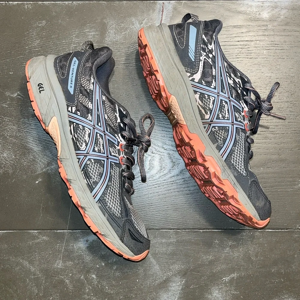 ASICS Gray Pink Peach Running Sneakers Tennis Shoes Ladies 7.5